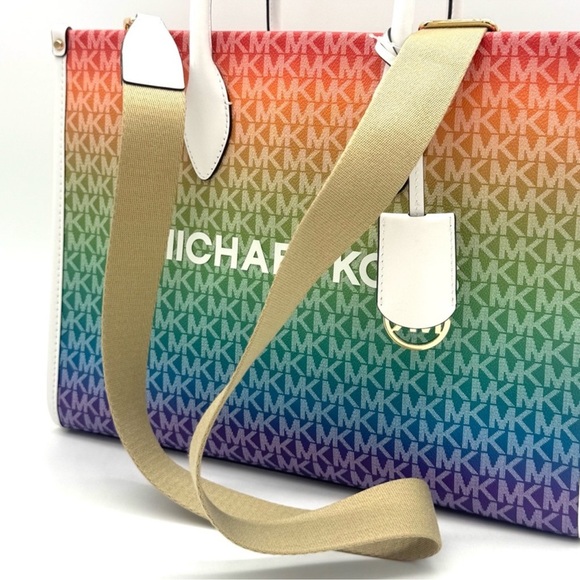 Michael Kors Mirella Medium Logo Tote Bag & Matching Continental Wallet Rainbow - Picture 9 of 12